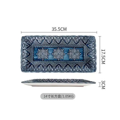 1pcs Western Dinner Plates Ceramic Dishes Tableware Dinnerware Steak Dessert Noodle Cup Serving Baroque Northern Europe