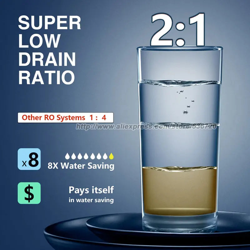 RO Reverse Osmosis Water Filtration System - 1000 GPD Fast Flow, Tankless, Reduces TDS, Compact, Household and Commercial Usage.