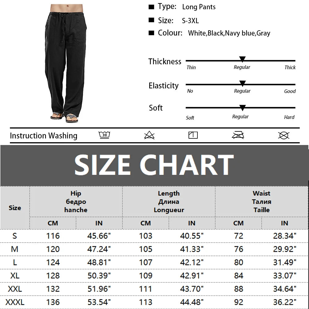 Men's Pants Loose Cool Casual Long Pants Elastic Waist Long Pant Casual Large Size Streetwear Lightweight Trousers.
