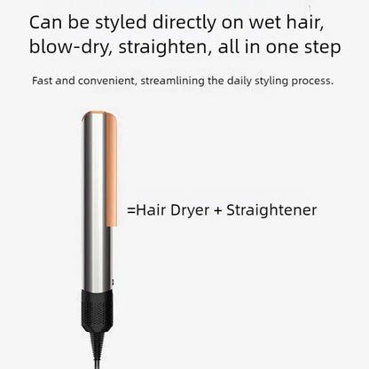 Professional 2-in-1 Hair Dryer and Straightener Negative Ion Iron Long Lasting Styling Tool Wet and Dry Straightener