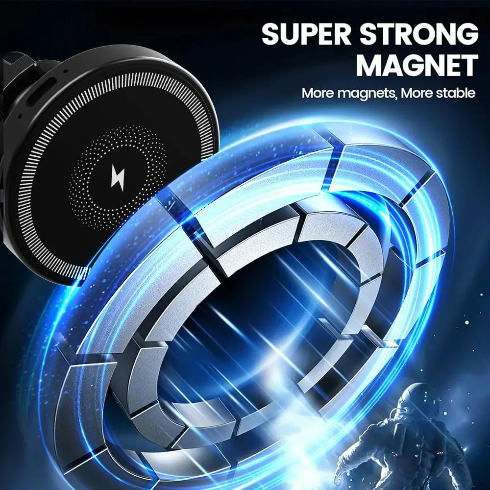Magnetic Wireless Charger 360 Rotation Air Vent Phone Holder Stand For Magsafe iPhone 16 15 14 13 12 Pro Max Fast Charging Mount.