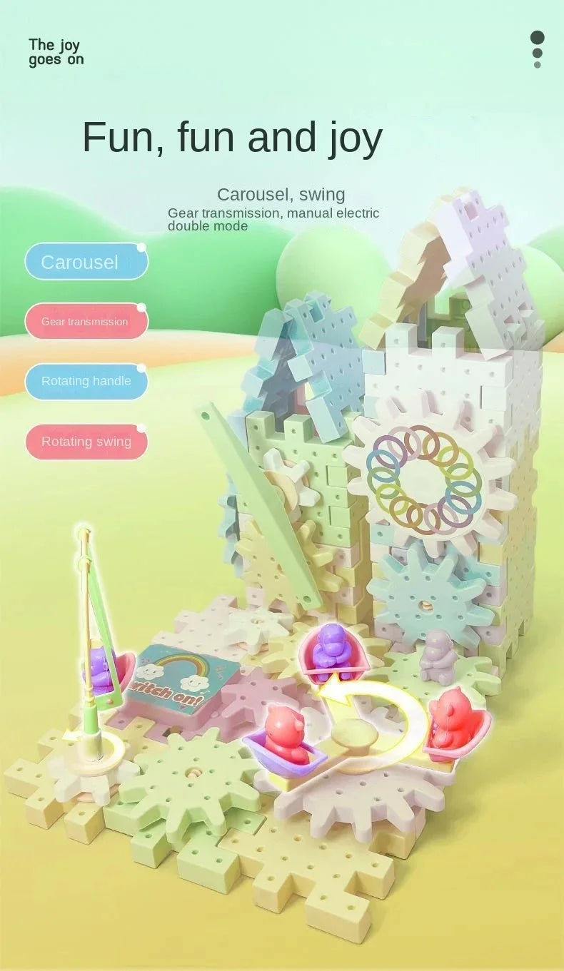 Electric Gears 3D Puzzle Model Building Kits Plastic Brick Blocks Educational Toys for Kids Children Gear Blocks Building Toys.