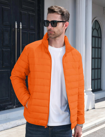 TACVASEN Stand Collar Lightweight Puffer Jackets Mens Quilted Jacket Water Resistant Ripstop Down Insulated Windbreaker Coats