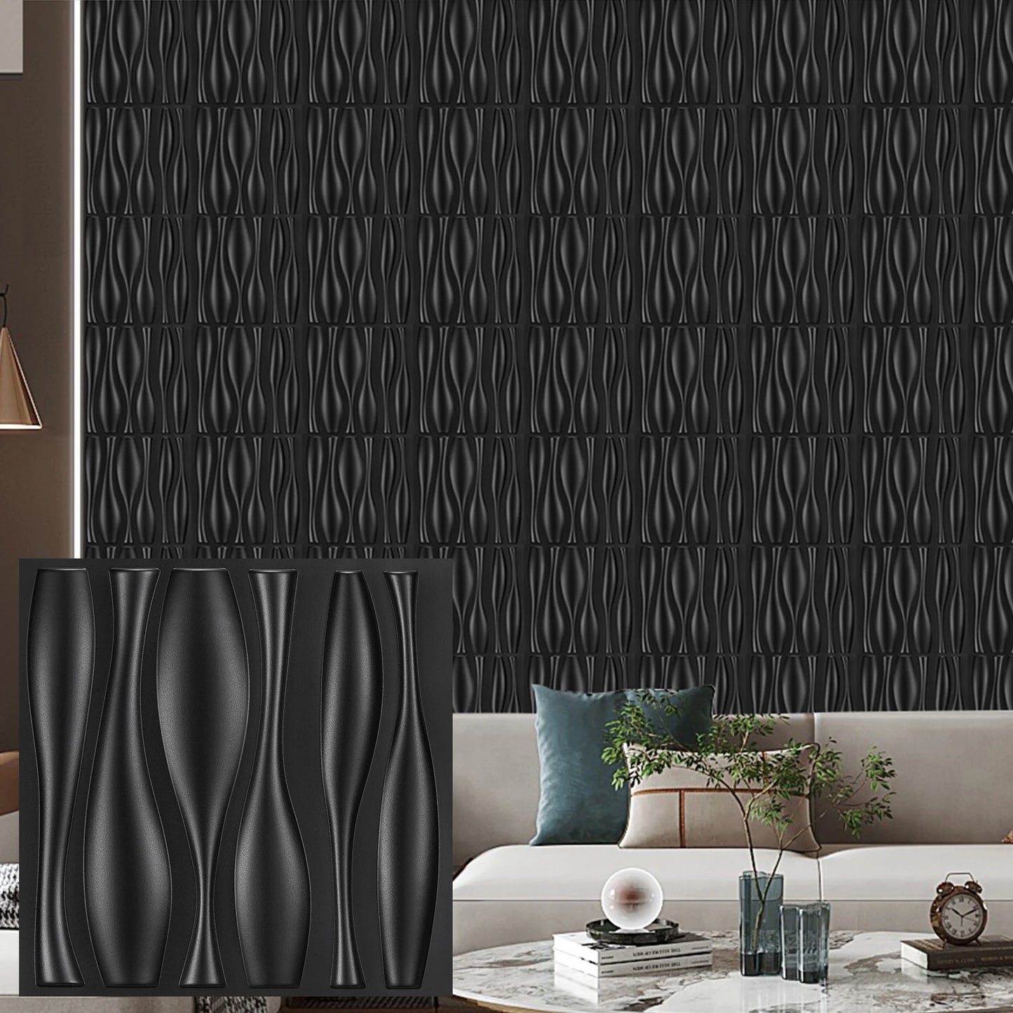 KUUJOJO 12pcs 3D textured wall panel for indoor wall decoration, suitable for living room, hall, bedroom, hotel, office
