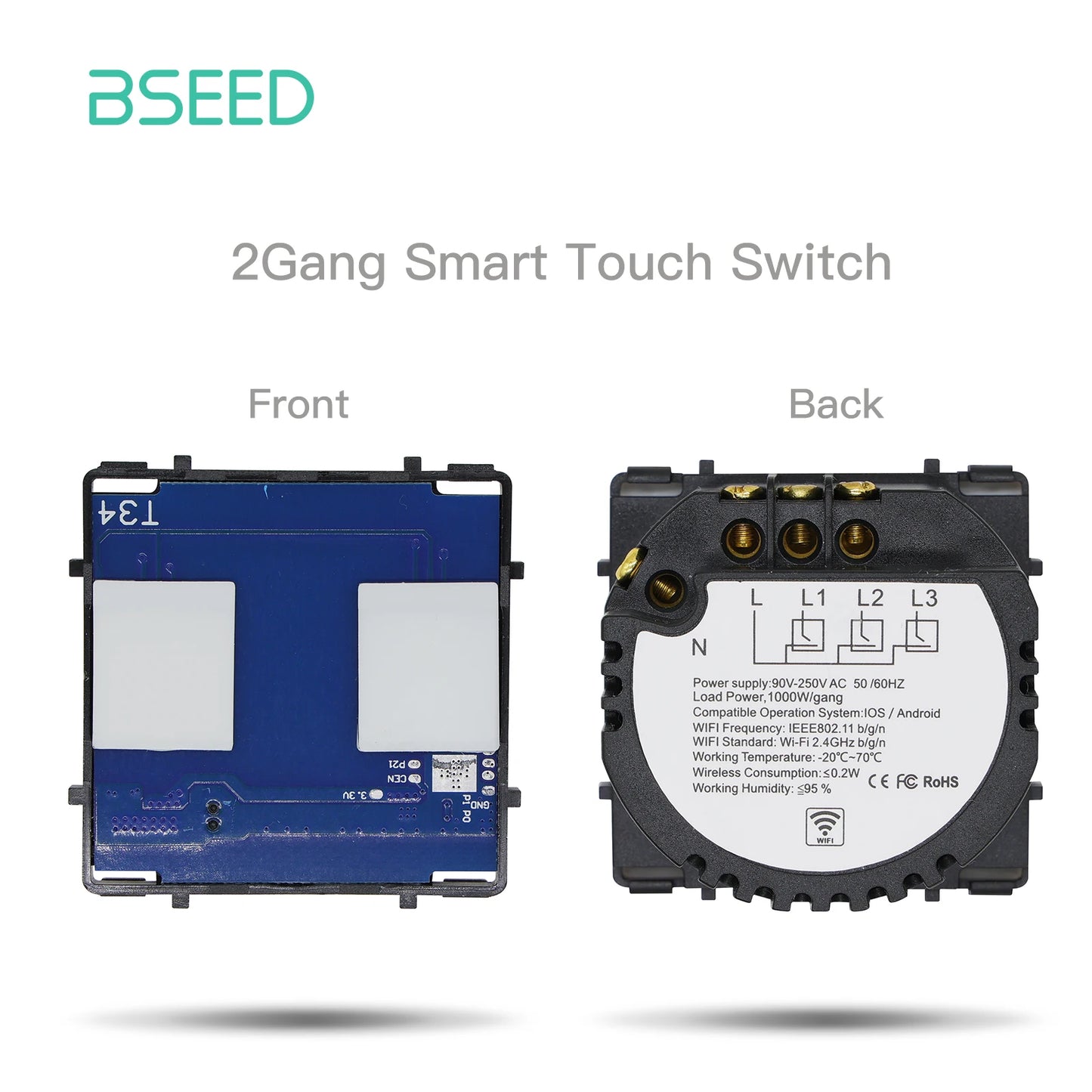 BSEED Wifi 1/2/3Gang Touch Smart Switches Funktion Teile Tuya Smart Leben App Kompatibel EU Buchse glas Front Panels Ersatzteile