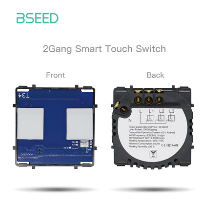 BSEED Wifi 1/2/3Gang Touch Smart Switches Funktion Teile Tuya Smart Leben App Kompatibel EU Buchse glas Front Panels Ersatzteile