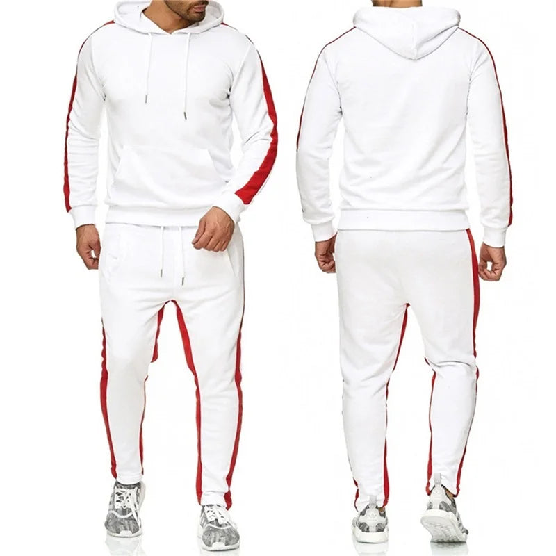 Männer 2 Stück Trainingsanzug Farbe Block Sweatsuit Streifen Casual Winter Langarm Warme Feuchtigkeit Wicking Atmungs Sportswear Anzug.