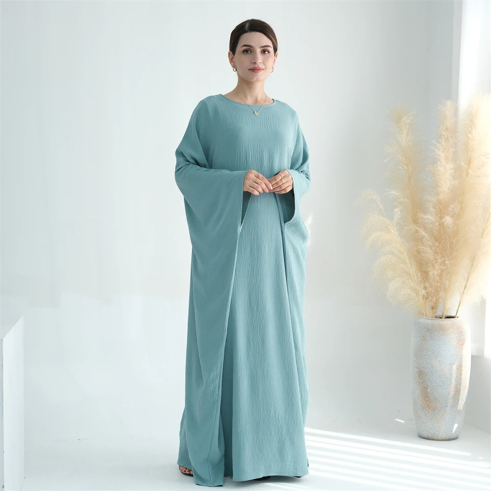 Ramadan Eid Baumwolle Leinen Khimar Abaya Set Dubai Muslim Sets Hijab Kleid Kaftan Abayas Kaftan Marocain Femme Vestidos Para Mujer