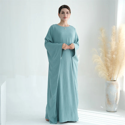 Ramadan Eid Baumwolle Leinen Khimar Abaya Set Dubai Muslim Sets Hijab Kleid Kaftan Abayas Kaftan Marocain Femme Vestidos Para Mujer