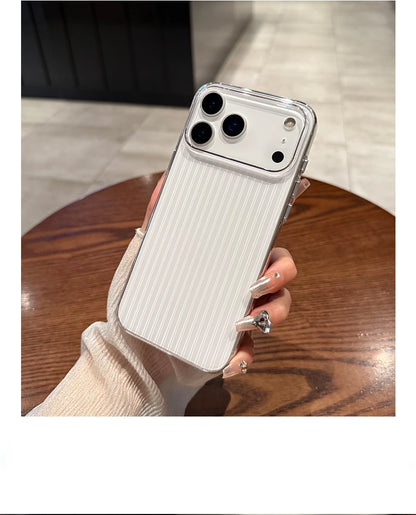 17 Pro Max Luxury Transparent Corrugated Pattern Ultra Thin Case For iPhone 17 Air 16 15 14 Pro Max Plus Shockproof Soft Cover.