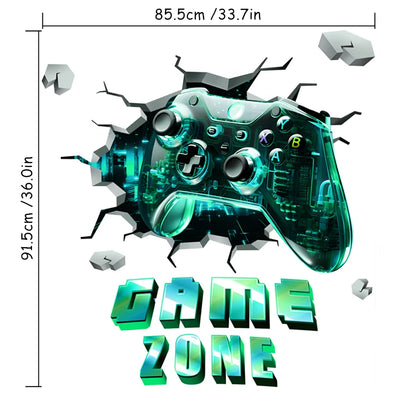 Larger Game Poster 3D Wall Hole Art Cool Gamer Zone Gamepad Vinyl Mural Stickers Home Decoration for Kids Bedroom Gaming Rooms.