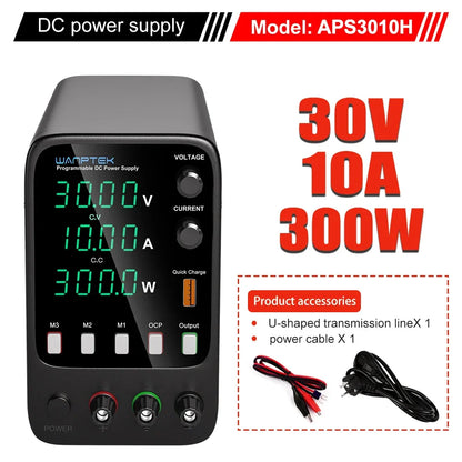 Wanptek Laboratory Power Supply 30V 5A / 30V 10A With OCP Short-Circuit Protection AC 220V/110V Auto Switching Preset Current.