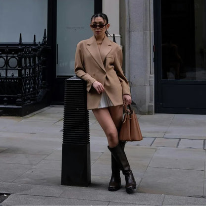 Neue Diagonal schnalle frauen Jacke Anzug Klassische Vintage Casual Jacken Herbst Mode Retro Frauen Mantel Revers Weibliche Mäntel Tops