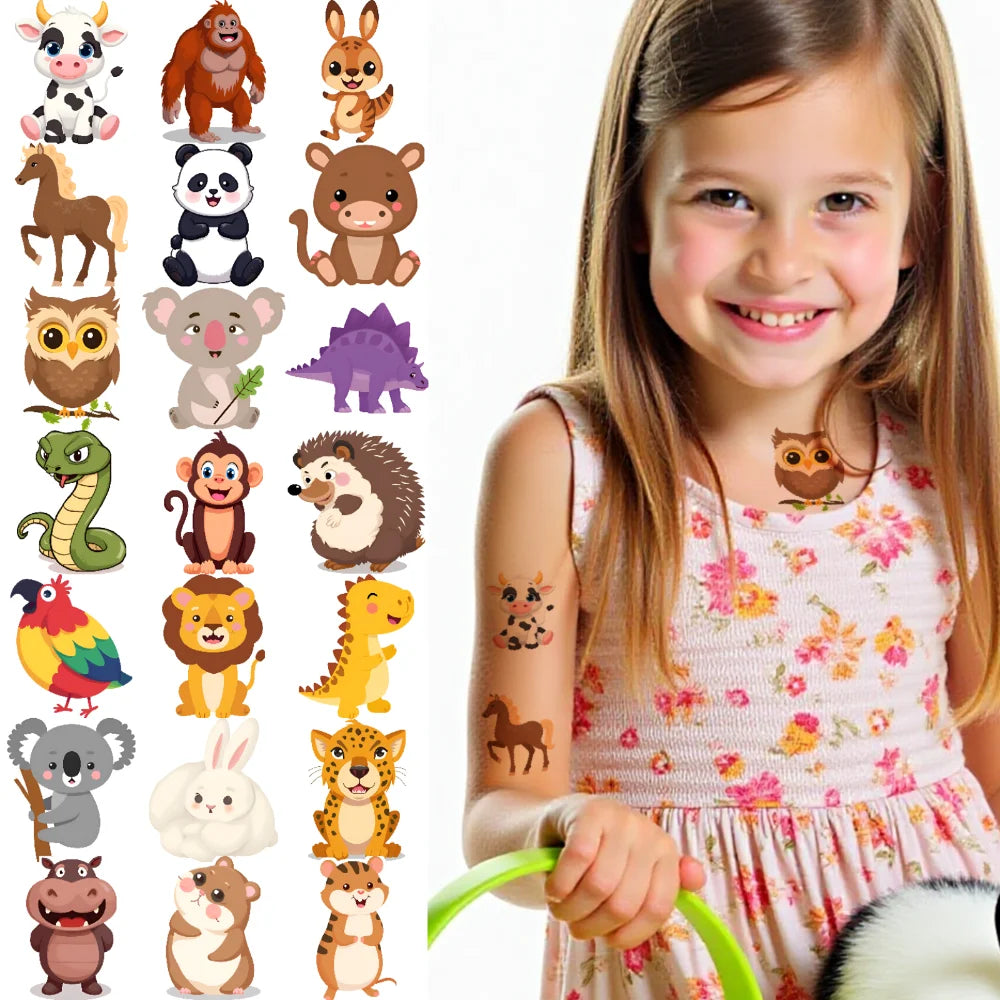 54 stücke Temporäre Tattoo Fictional Tier Darstellungen Cartoon Cartoon Tiere Wildlife Icons Temporäre Tattoo Aufkleber Für Arme.