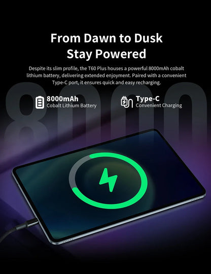 Teclast T60 Plus Tablet 12 inch MTK Helio G88 8-core CPU 6GB RAM 128GB ROM Android 14 Dual-band WiFi BT5.0 8000mAh 13MP+8MP