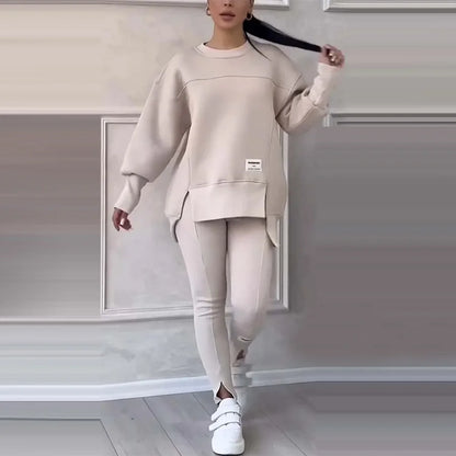 New Women's Fashion Casual Sweatshirt + Trousers Cover Autumn Winter O Neck Long-sleeved Hoodie Women's Suit Sports 2piece Set