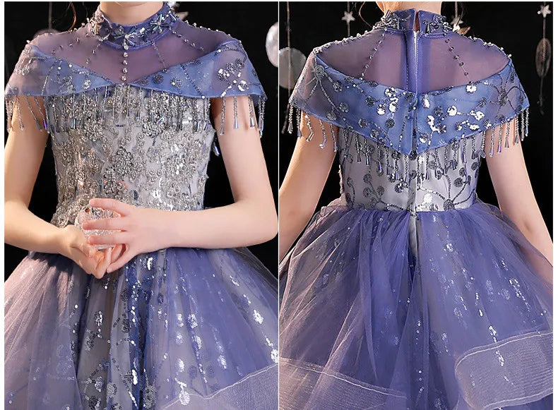 Mädchen Elegantes Luxuriöses Abendkleid Pailletten Prinzessin Kleider Edle Kinder Leistung Kostüm Geburtstag Party Mädchen Kleid.