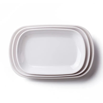 Rectangle Melamine Breakfast Plate Meal Dish Trays Imitation Porcelain Dessret Snack Dishes to Eat Kitchen Tableware 8-10 Inch.
