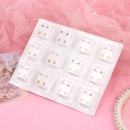 12Pairs Medical Earrings Piercing Tools Set Crystal Ear Stud Surgical Steel Stopper for Body Ear Piercing Gun Fashion Jewelry.