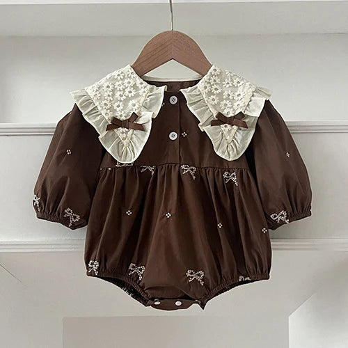 2023 neue Frühjahr 0-24 M Baby Mädchen Kleidung Infant Baby Mädchen Overall Lange Ärmeln Baumwolle Stickerei Neugeborenen baby Mädchen Bodys
