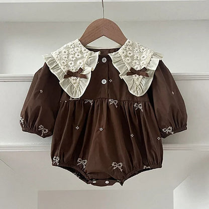 2023 neue Frühjahr 0-24 M Baby Mädchen Kleidung Infant Baby Mädchen Overall Lange Ärmeln Baumwolle Stickerei Neugeborenen baby Mädchen Bodys