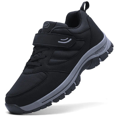 Men's Trendy Running Shoes With Hook And Loop Fastener, Comfy Breathable Wear Resistant Shock Absorption Cushioned Sneakers.