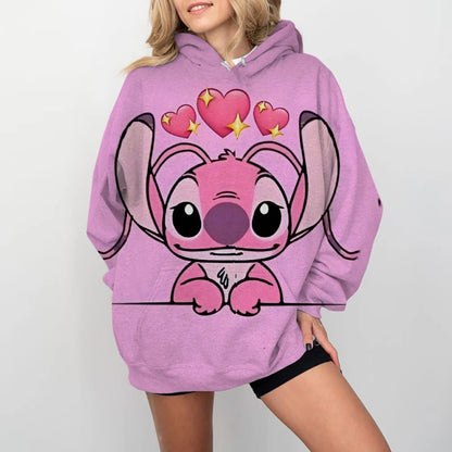 Disney Stitch Print Cartoon Kapuzenpullover Jacke Kleidung Hoodie Oversize Design Gefühl locker und bequem.