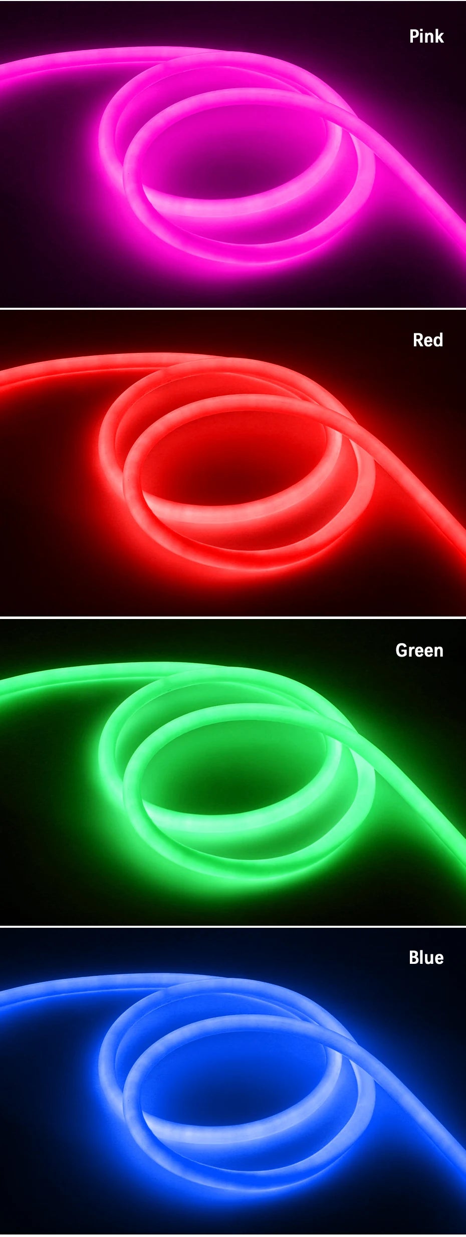 360 Round LED Neon Tube 220V Led Strip Light 120leds/m 2835 Flexible Tape Led Lights IP67 Waterproof for Indoor Outdoor Decor.