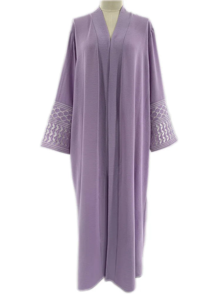 Embroidery Open Modest Kimono Abaya Dubai Luxury Islam Muslim Kaftan Modal Dress Arabic Abayas Women Kebaya Robe Femme Musulmane.