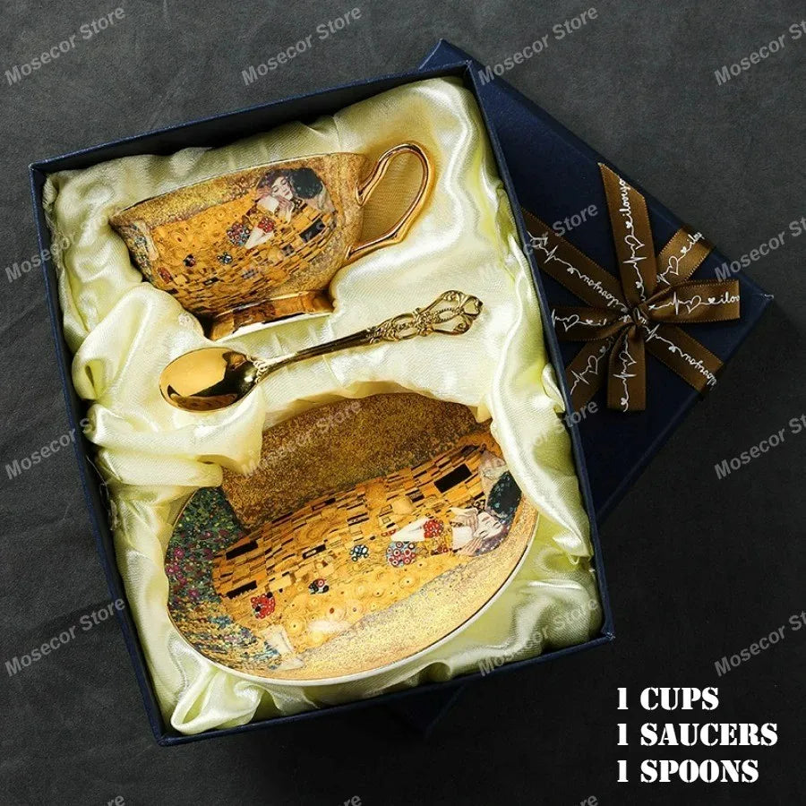 Egyptian Couple Coffee Cup European Bone China Coffee Cup Dish Set Ceramic Retro English Afternoon Tea Cup Set Coffee Mug.