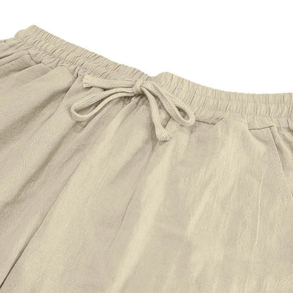 Long Sleeve Shirt Sets Mens Casual Linen 2Pcs Suit Lightweight Long Sleeve Shirt Loose Drawstring Trousers Casual Streetwear Set