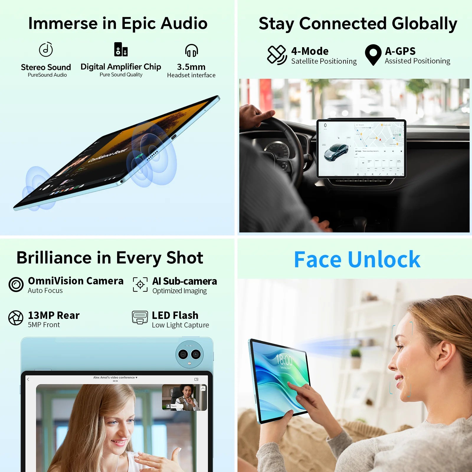 Teclast P50 Android 14 Tablet 11" IPS Max 14GB RAM 128GB ROM Unisoc T606 8-core 13MP Camera 8000mAh Type-C 4G LTE TÜV Rheinland.