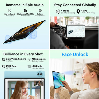 Teclast P50 Android 14 Tablet 11" IPS Max 14GB RAM 128GB ROM Unisoc T606 8-core 13MP Camera 8000mAh Type-C 4G LTE TÜV Rheinland.