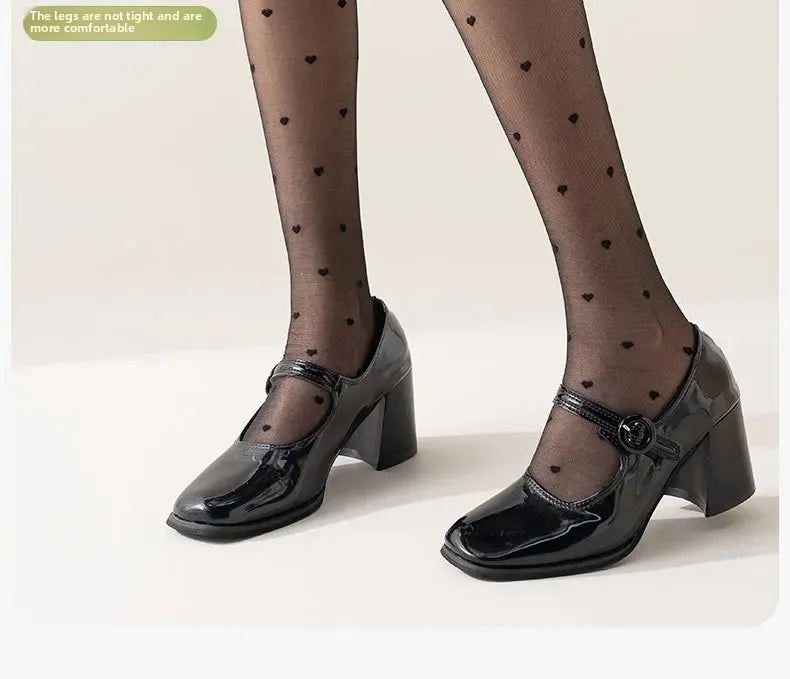 Women's Mid-calf Thin Transparent Stockings Summer Leggings Pure Desire Style Black White Color Half-Transparent Long Tube Socks.