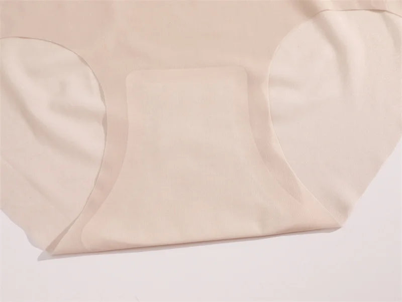 4PCS/Set Women's Ice Silk Seamless Panties Ultra Thin Briefs Breathable Underwear Female High Waist Intimates Lingerie Plus Size.