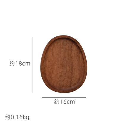 Solid Wood Serving Tray Oval Tea Tray Decorative Wood Plate Fruit Tray Vegetable Platter Home Bread Dessert Cake Plate Tableware.