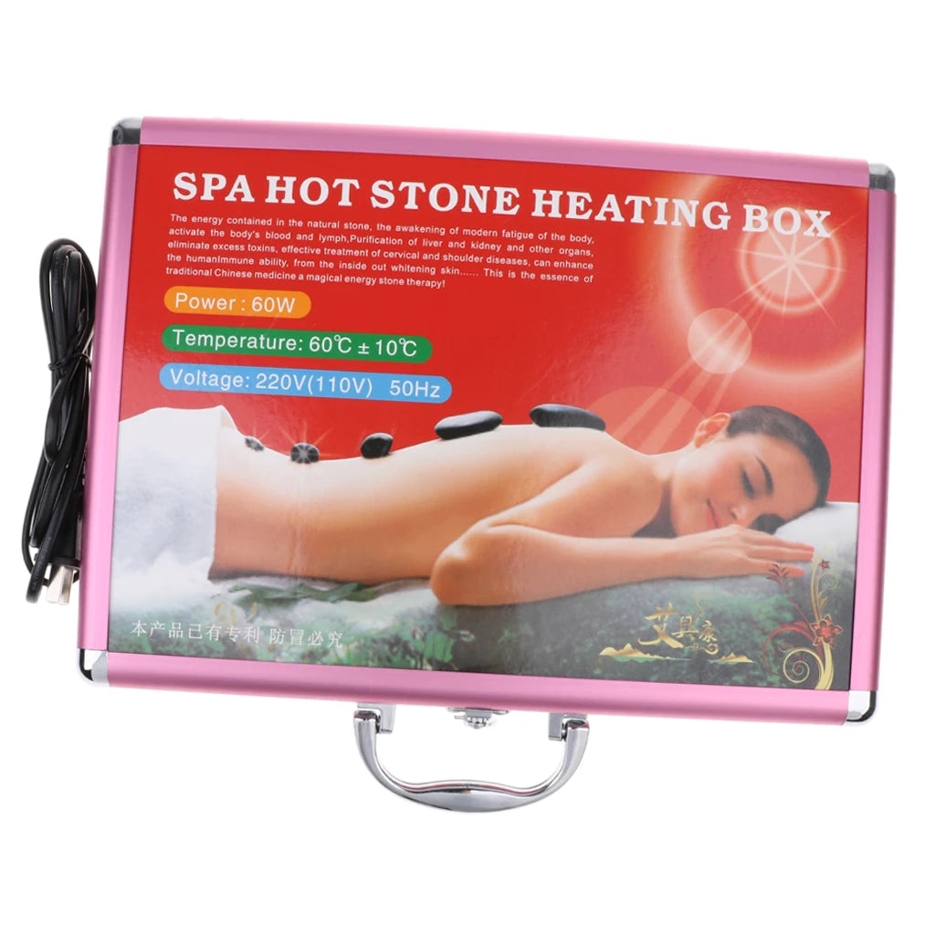 Portable 1 Piece Heating Box Spa Rock Heating Warmer Case,Professional Spa Massage Hot Stone Heater,Can Hold 24 Pcs Rocks.