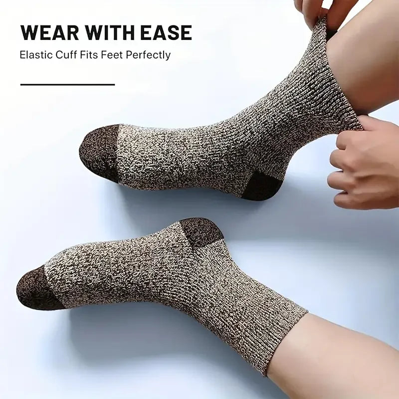 5 Pairs Merino Wool Socks For Men, Super Thick Hiking Socks Thermal Socks For Cold Weather.