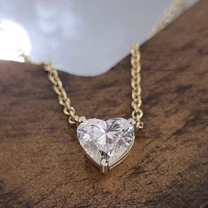 1-3Carat Heart Cut Moissanite Pendant Necklace for Woman S925 Silver Plated 18k Gold Solitaire Diamond Neckchain  Certified.