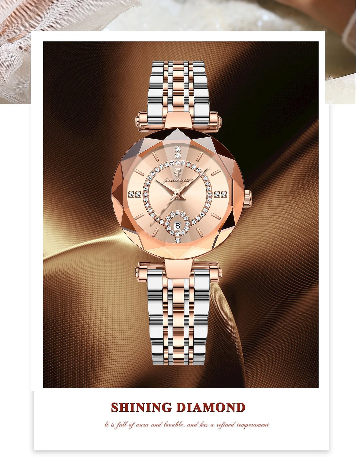 POEDAGAR Fashion Original Wristwatch For Woman Waterproof Stainless Steel Date Quartz Ladies Watch Luxury Casual Women's Watches.