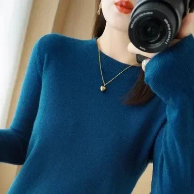 Frauen Pullover Herbst Winter Lange Hülse O-ansatz Pullover Warme Bodenbildung Shirts Koreanische Mode Pullover Strickwaren Weiche Jumper