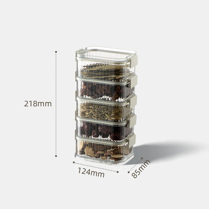 Stackable Spice Storage Boxes Plastic Seasoning Jar Multi-Layer Food Container Crisper Cereal Coffee Beans Sealed Organizers.