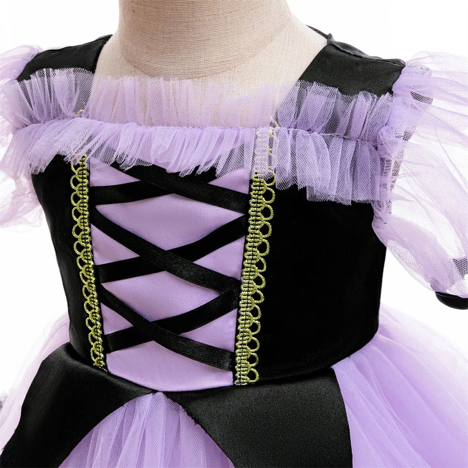 Kleinkind Halloween Kostüm Mädchen Cosplay Hexe Kürbis Skelett Druck Bowknot Kleid Kinder Festival Party Performance Kleidung