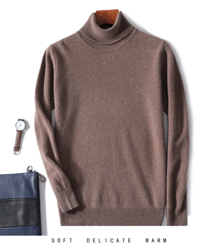 Men's Turtleneck 100% Pure Wool Sweater Men 2024 Autumn and Winter Large Size Loose Knitted Sweater Keep Warm Tops Men Jumper