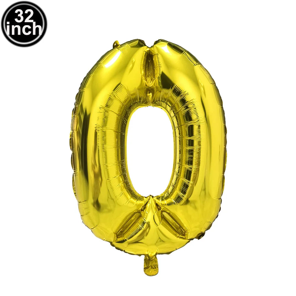 Blauer Ballon mit großen Zahlen, 32 Zoll, 0, 1, 2, 3, 4, 5, 6, 7, 8, 9, Geburtstag, Bachelorette-Luftballons, Figur, Golob-Party-Ballon-Dekoration