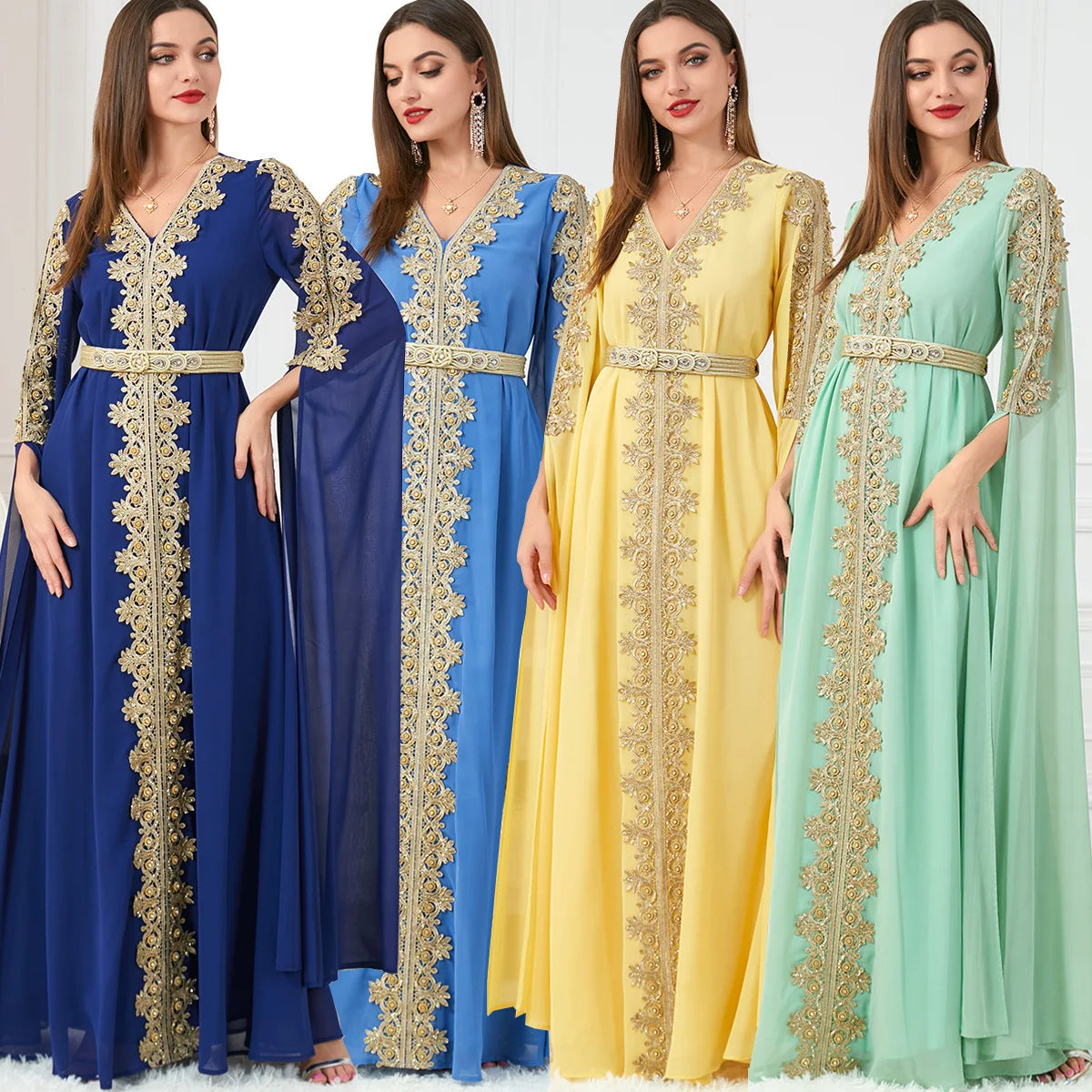 Eid Marokko Party Kleid Muslimische Frauen Abaya Kleider Langarm Abayas Dubai Türkei Islam Kaftan Robe Longue Vestidos Largos 2025.