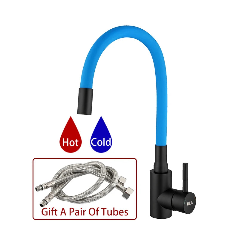 ULA Gold Kitchen Faucet Stainless Steel Flexible Spout Kitchen Sink Faucet Hot Cold Water Sink Mixer Tap 360 Degree Rotate Crane