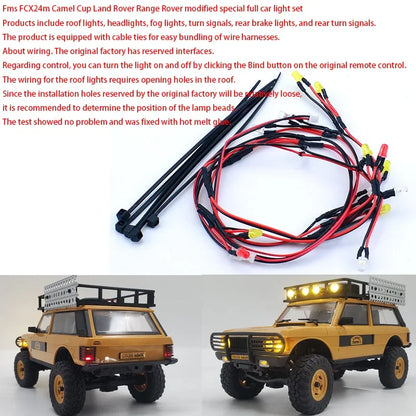 LED 5V Lighting Upgrade System Front and Rear Lamp for 1/24 RC Crawler Car FMS FCX24M Camel Cup Discovery Range Rover Parts.