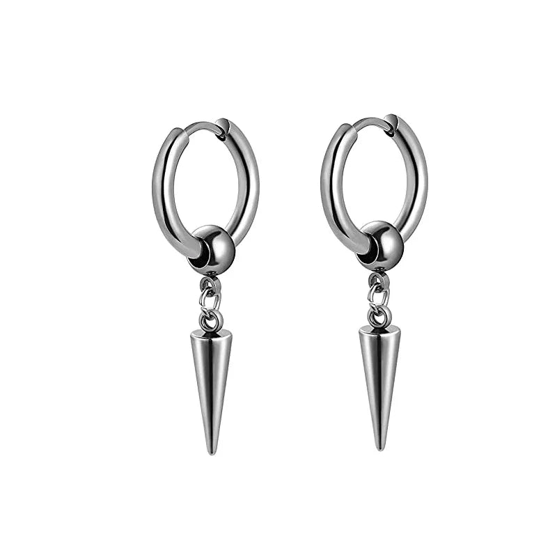 New Punk Stainless Steel Chain Hoop Earrings For Women Men 2023 Trendy Goth Pop Hip Hop Pendants Ear Jewelry Accessories Earring.