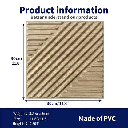 12pcs 30cm 3D textured wall panel 3D wall sticker Wood grain wall decor, suitable for living room, hall, bedroom, hotel, office